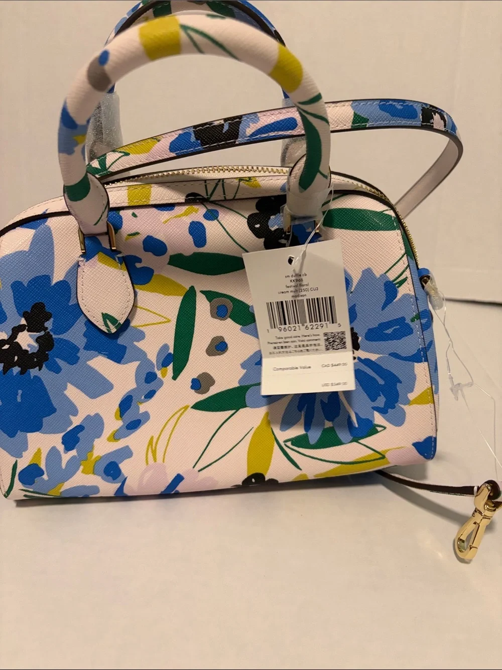 kate spade Floral Print Mini Satchel in Blue, Green, Yellow, Cream